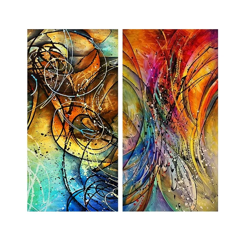

Large Size Diy Mosaic Diamond Embroidery Abstract Colorful "Feather Line"Cross Stitch Rhinestone Full Diamond Painting Landscape