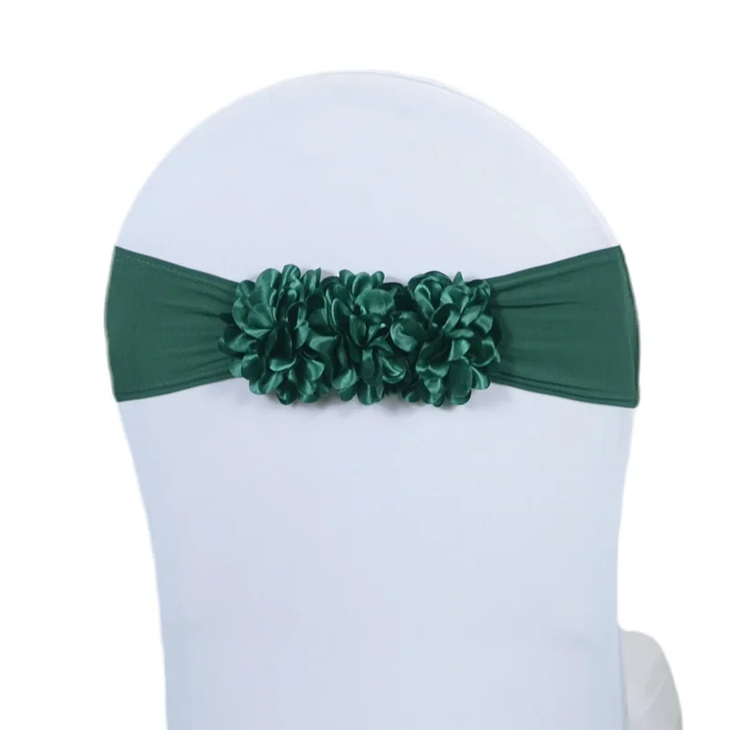 2024 꽃 리본 새틴 의자, 활 파티 이벤트, 호텔 연회, 홈 장식, 웨딩 의자, 매듭 핑크, 로얄 블루, 10 개, 핫 세일