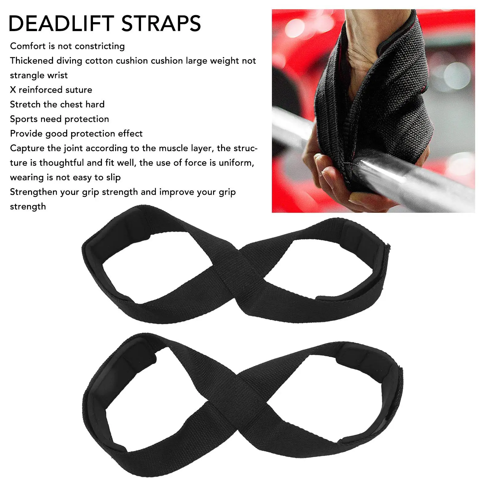 Black Strength Training Wrist Wraps & Figure 8 Lifting Straps - for home Gym Essentials 5