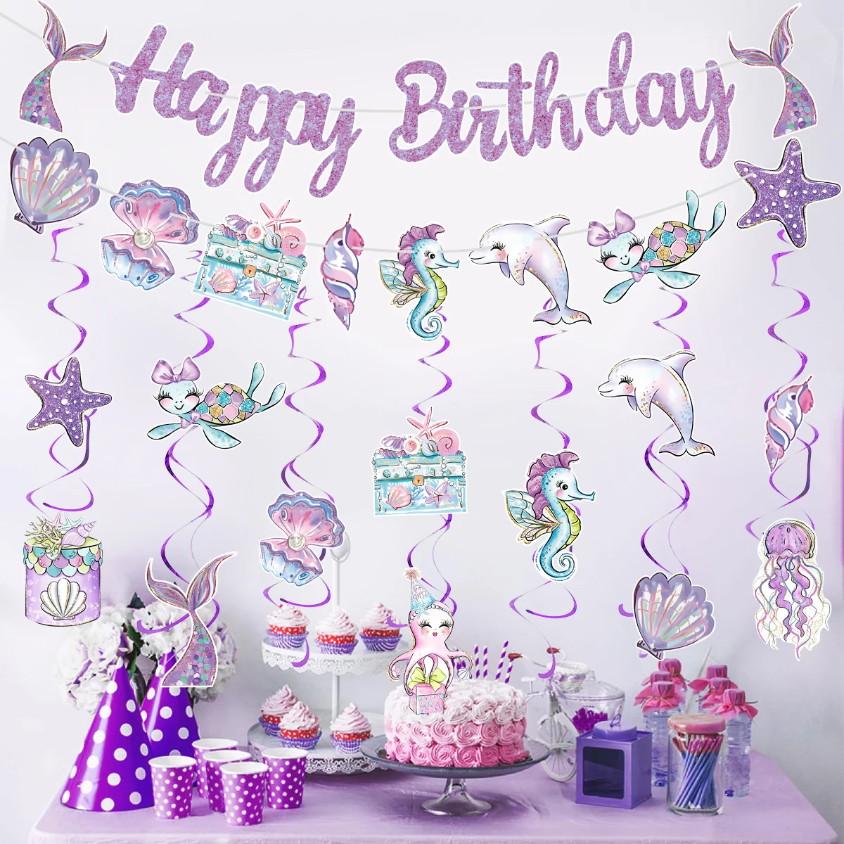 Mermaid-Themed Popcorn Boxes for Birthday and Baby Shower Decorations