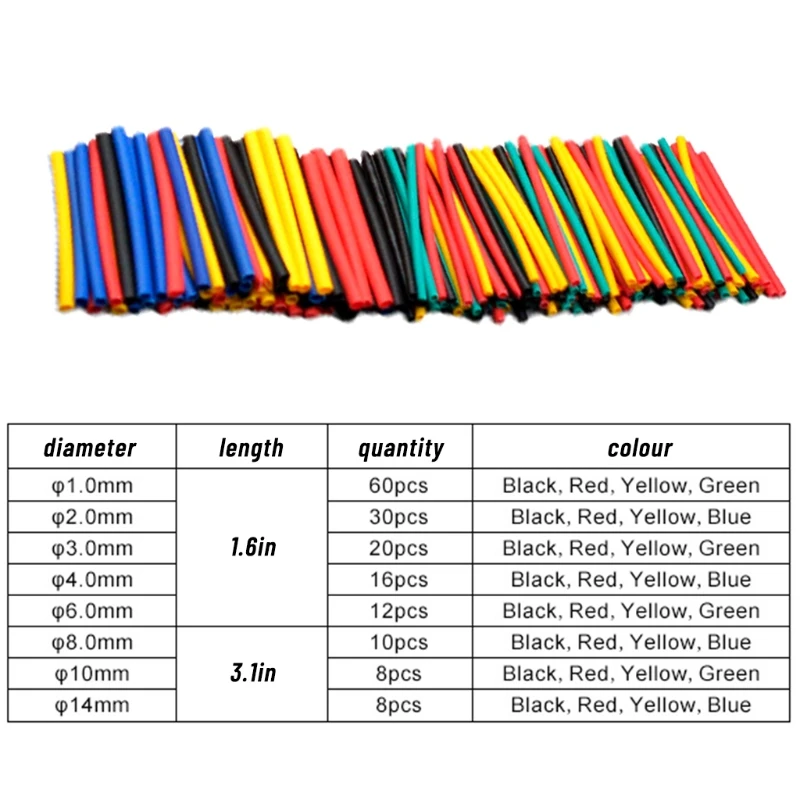 164 Pcs Heat Shrink Tube Kit Insulation Sleeving Electrical Wire Cable Wrap Assortment Kit With Case Shrink Ratio 2:1 heat shrink tubing