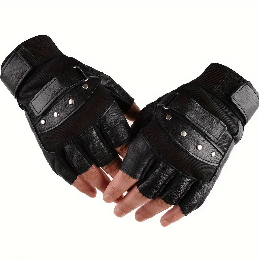 Breathable Half-Finger Sport Gloves - Anti-Slip, Durable Sheepskin Leather for Outdoor Fitness & Cycling, Lightweight