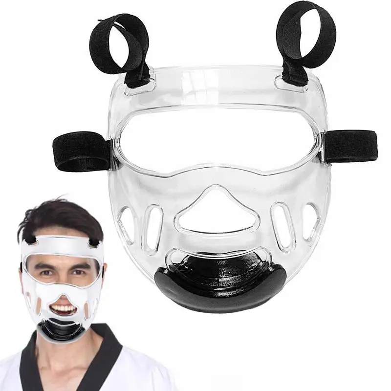 

Taekwondo Face Shield Polycarbonate Sports Face Guard With Adjustable Strap Sports Face Shield Nose Protector Safety Head Guard