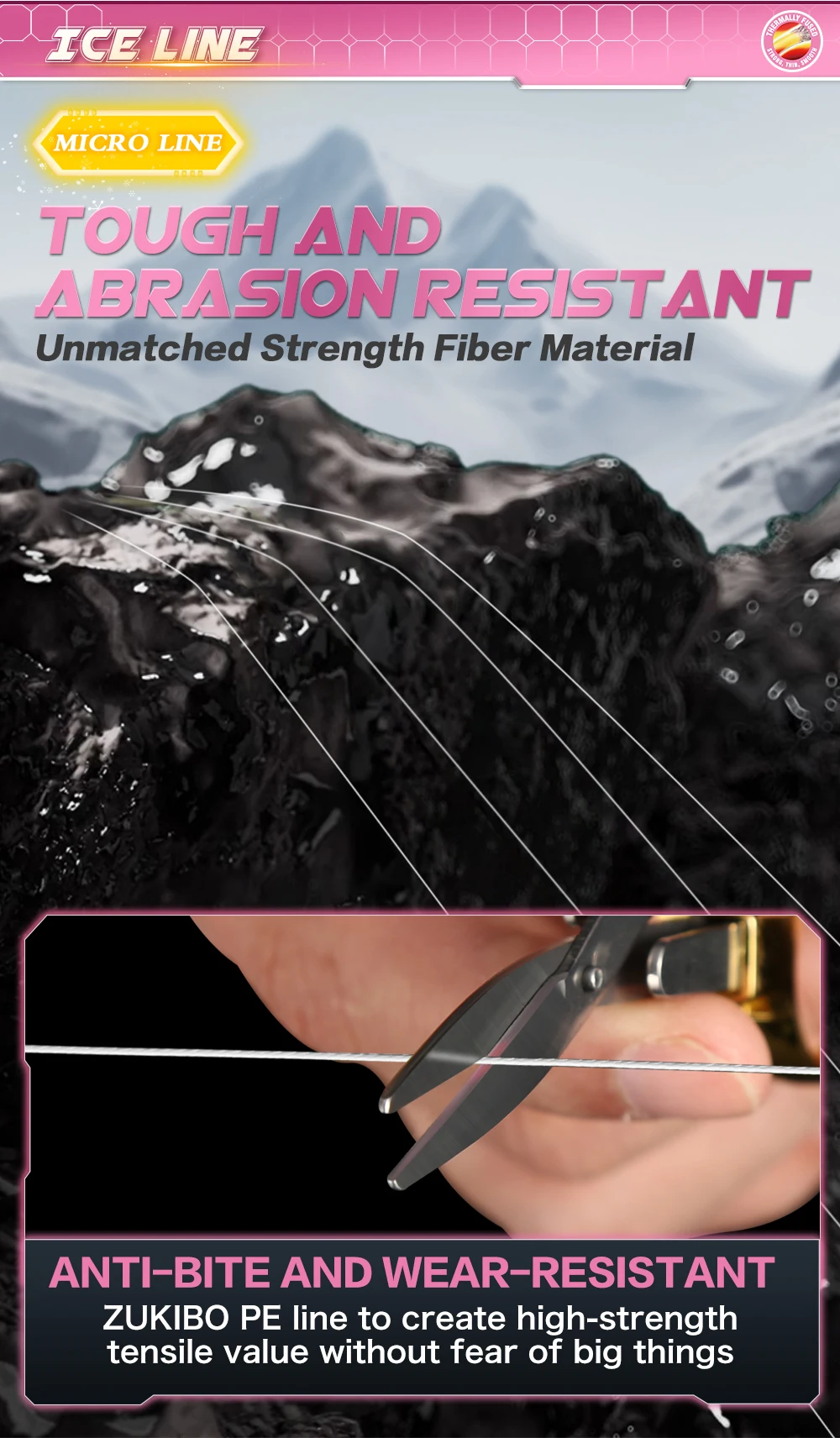 ZUKIBO Ice Braid Micro Ice Fishing Weiche geflochtene Angelschnur, Zero Memory Super Stong Pro Grade Power Ice Geflochtene Schnur 100 m – Detail 8