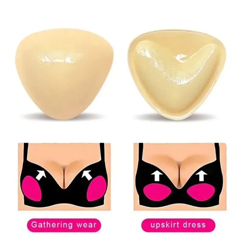 1 Pair Solid Self Adhesive Bra Double Both Sided Sticky Push Up Bra Inserts Reusable Adhesive Ultra Breast Lift Padding Insert
