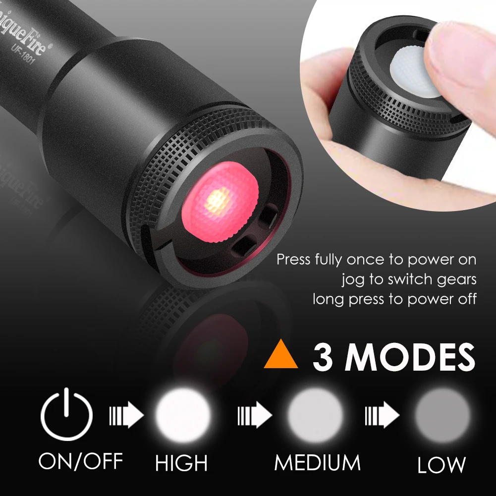 UniqueFire 1801 T38 T50 T67 IR940nm 850nm LED Infrared Flashlight  illuminator USB Rechargeable IR Hunting Torch Night Vision