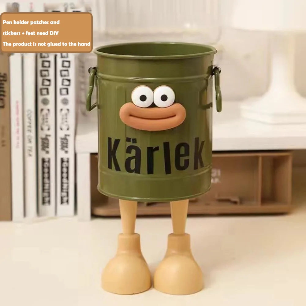 1 Pc cartoon pen holder, simple storage holder, for office storage, desk storage, home study storage (random letter stickers) 4