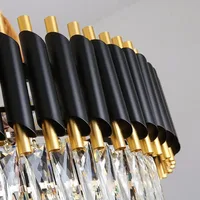 Modern Luxury K9 Crystal Chandeliers Black Metal Pendant Light for Living Room Bedroom  Led Indoor Lighting Home Decoration 2
