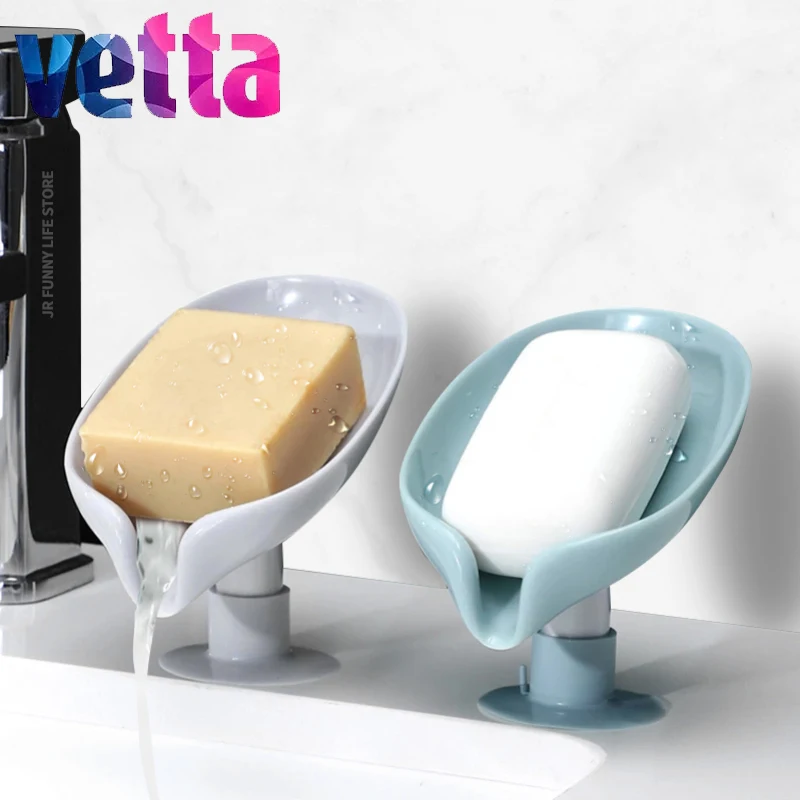 Heaqun Suction Cup Soap dish For bathroom Shower Portable Leaf Soap Holder Plastic Sponge Tray