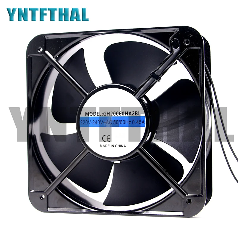 

Original GH20060HA2BL AC 220V-240V 0.45A 50/60HZ 22060 22CM 220*220*60mm 2 Wires Cooling Fan