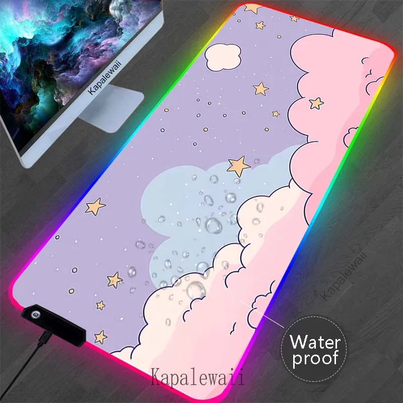 

RGB Space Cloud Colorful Mouse Pad Gaming Setup Accessories Mousepad XXL Desk Mat Locking Edge Mouse Pad Waterproof Keyboard Mat