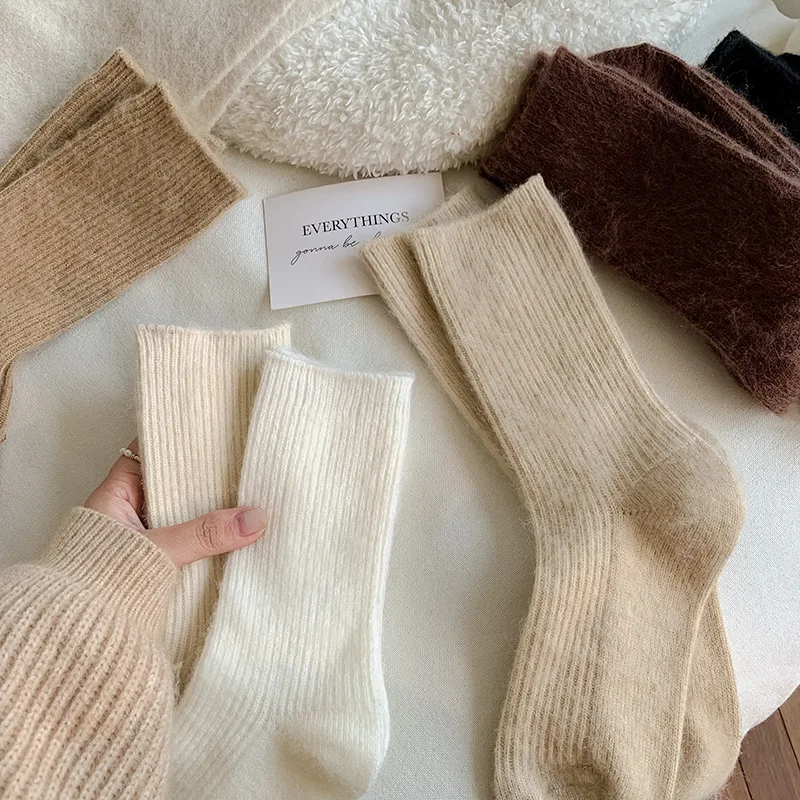 Women Wool Socks Winter Thick Casual Solid Color Home Sock Soft Long Thermal womens socks women socks