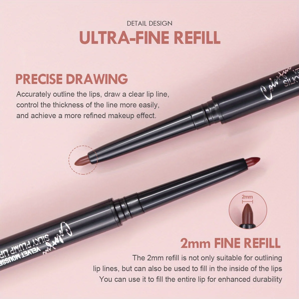 Waterproof Sweat-Proof Lipliner Crayon in Matte Chestnut Brown Versatile Lip Color Rendering for Enhanced Durability 3