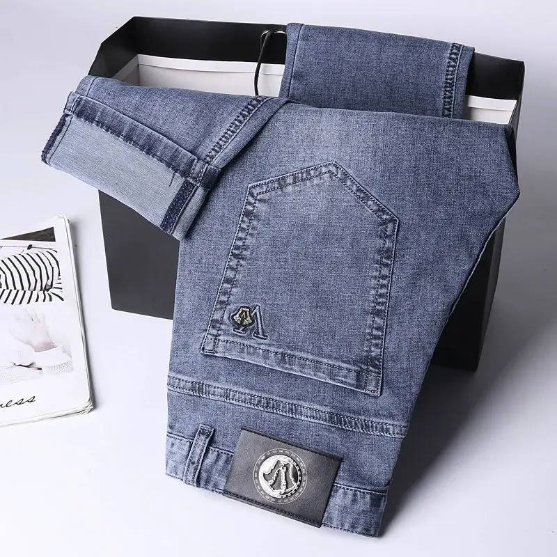 

2023 Men's Jeans High Waist Men's Elastic Loose Straight Sleeve Fashion Versatile Casual Pants