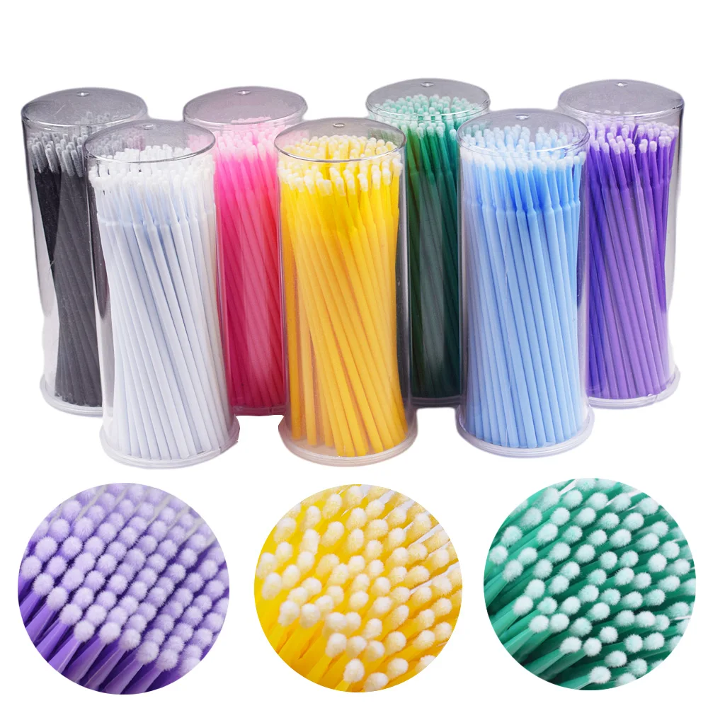 100 unidades/pacote durável micro escova descartável individual lash remoção ferramentas cotonete micro escovas ferramentas de extensão de cílios
