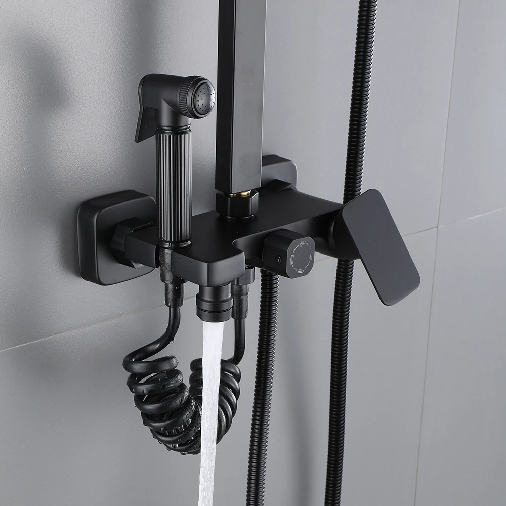 Bathroom Shower Faucet With Shelf Rainfall Bathube Mixer Tap 3-way Function Set 1pc bathroom shower faucet set