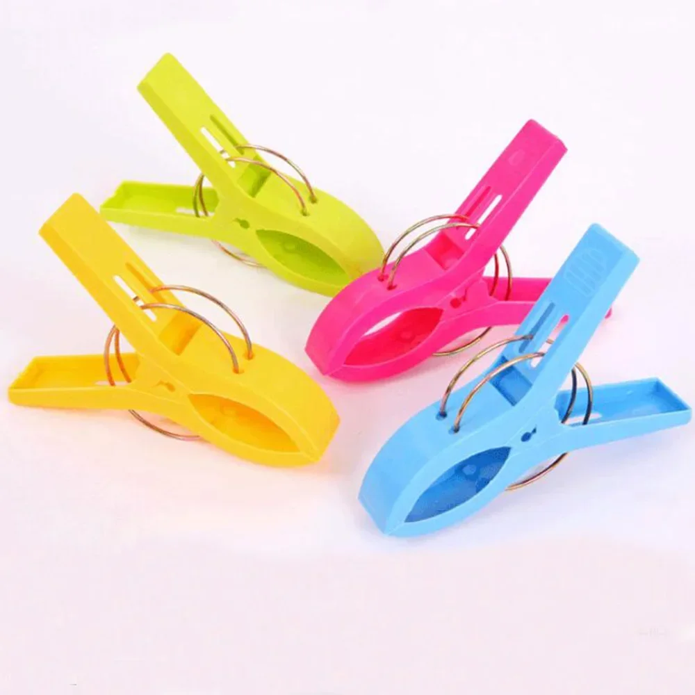 4Pcs Beach Towel Clips Plastic Quilt Peg for Laundry Sunbed Lounger Clothes Pegs Home Bathroom Organization Tools 4