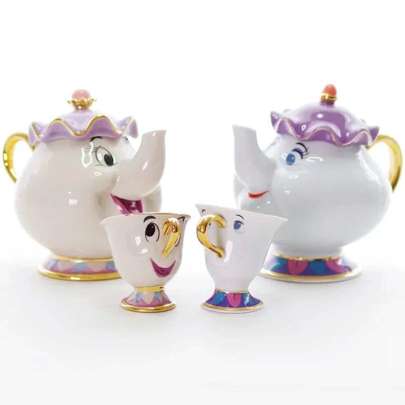 Disney Beauty and The Beast Tea Set Birthday Gift Milk Pitcher Ceramic Bone China Tea Cup Set Coffee Cups Porcelain Teapot