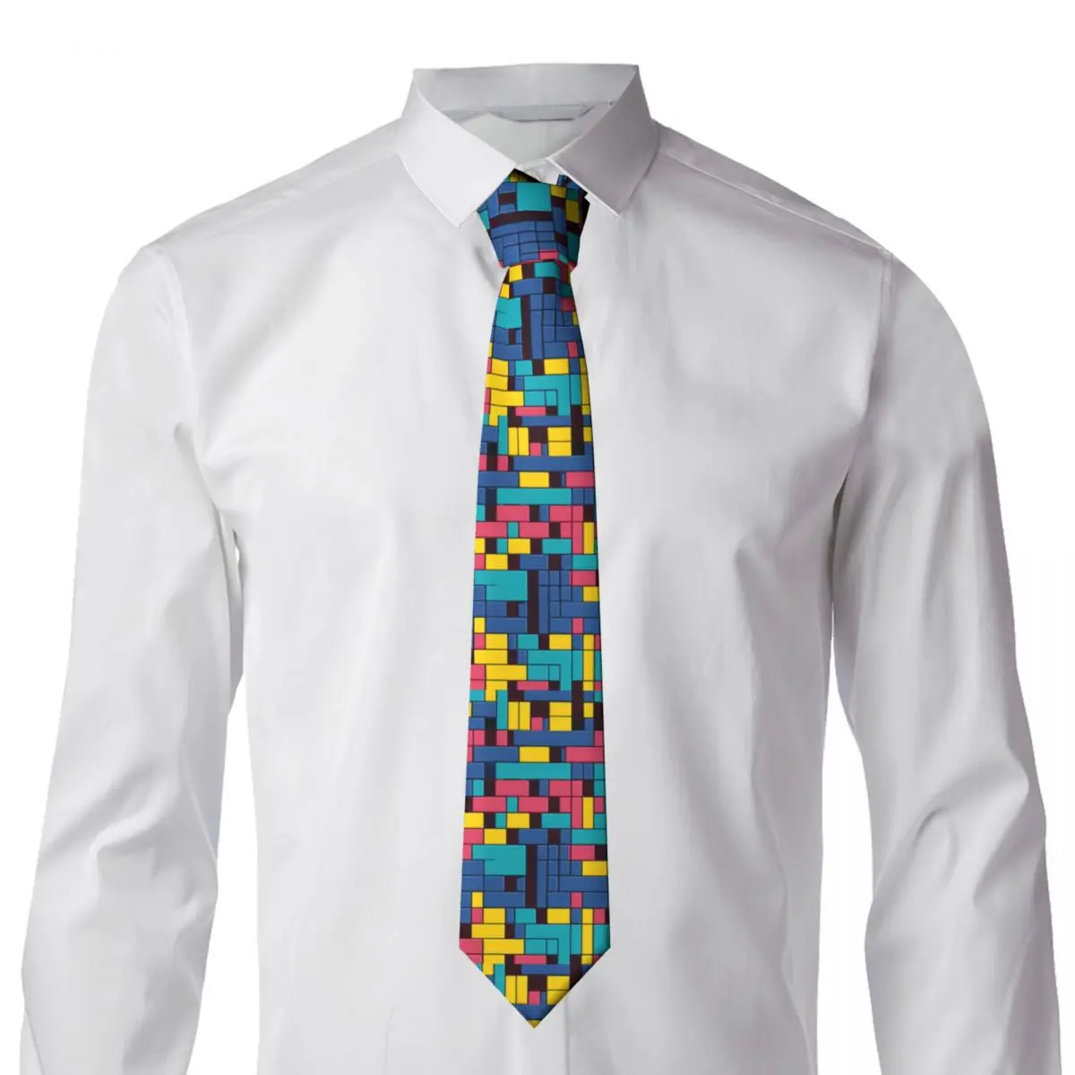

Abstract Colorful Blocks Tie Elegant Neck Ties For Unisex Adult Wedding High Quality Collar Tie Custom DIY Necktie Accessories