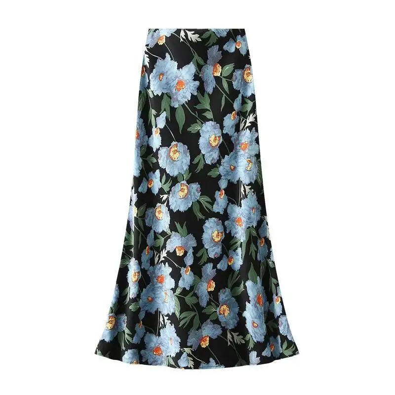 New In 2025 Floral Print Elegant Long Skirts Women Summer Trendy High Street Vacation Party Skirt