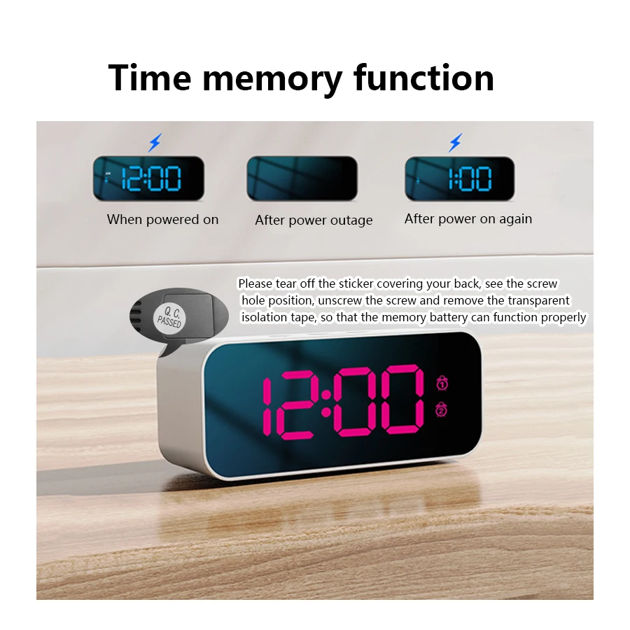 1pc new RGB color large screen digital recording clock, can record three kinds of sound alarm, sleep mode, voice control mode, t