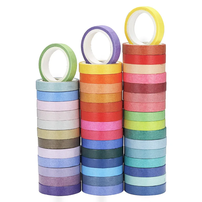 Decoration tape non-repetitive basic solid color rainbow tape for notebook diary DIY decoration office layout and paper sticker box set 60pcs