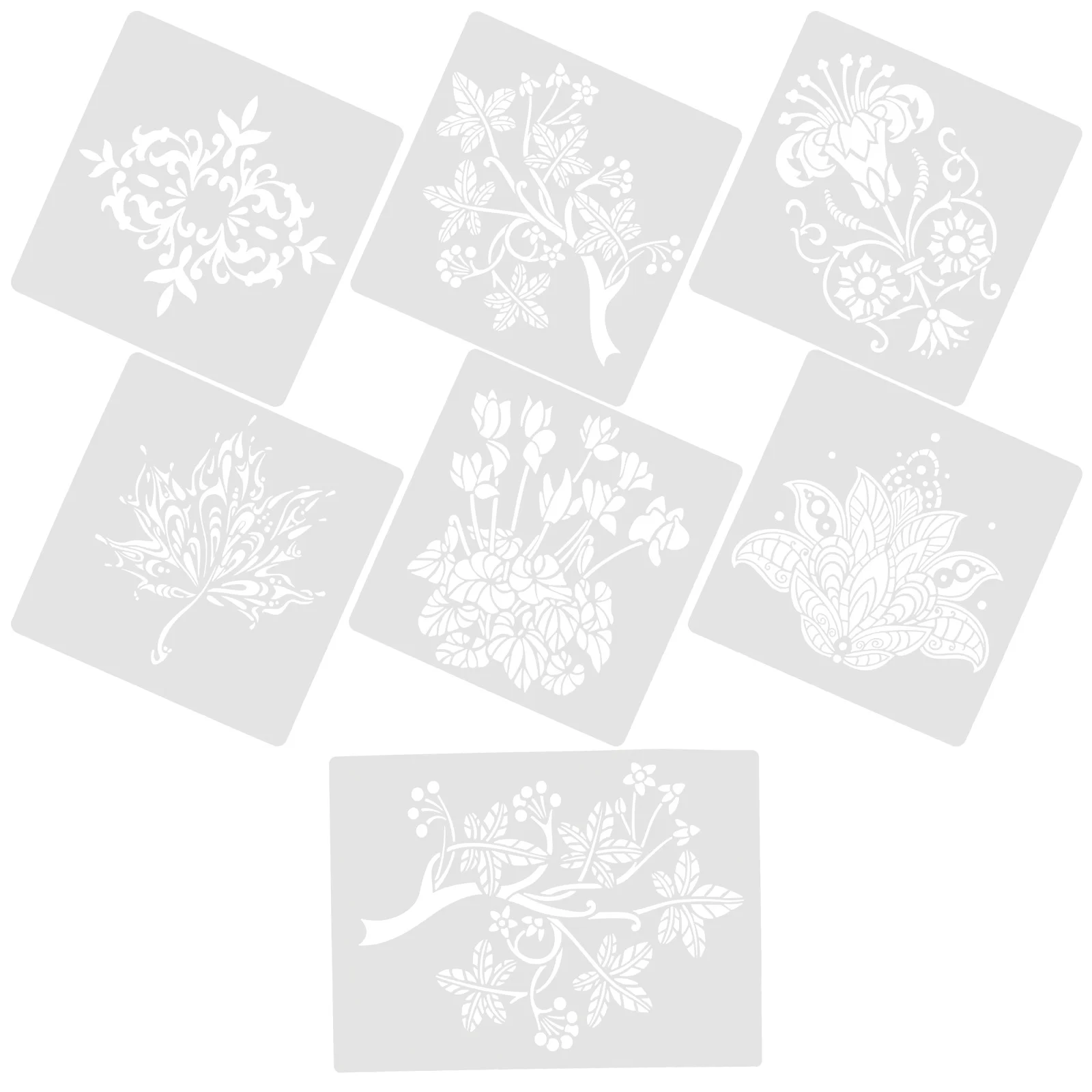 

7 Pcs Flower Painting Template Decorative Plant Stencils Compact Portable Delicate Templates DIY Supplies Decorate