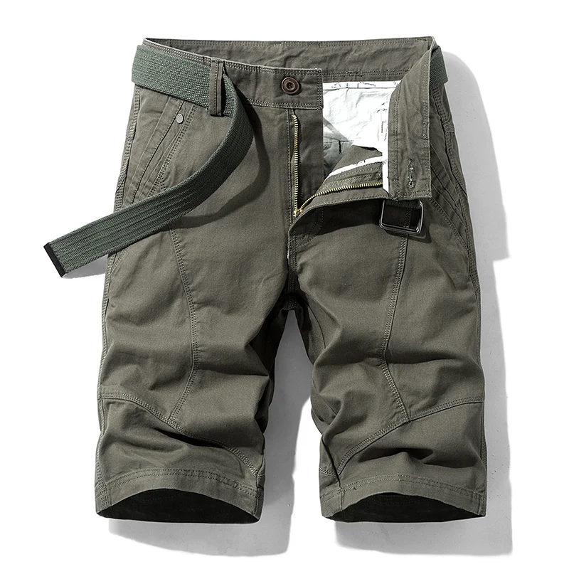 2024 New Cargo Shorts Men's Elastic Waist Mountaineering Sports Fashion Brand Loose Straight Casual All-Match Cropped Pants 4
