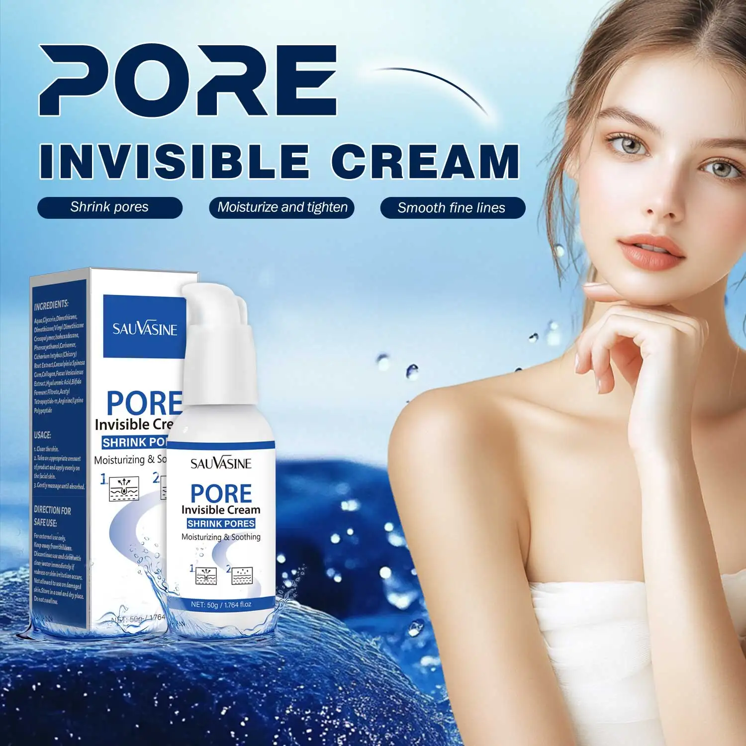 Pore Invisible Cream Deep Moisturizing Tightening the Skin Shrink Pores ...