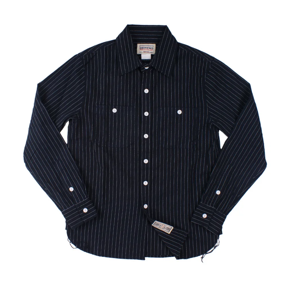 Mens Long Sleeve Shirts American Primary Color Denim Outdoor Trekking Climbing Camping Work