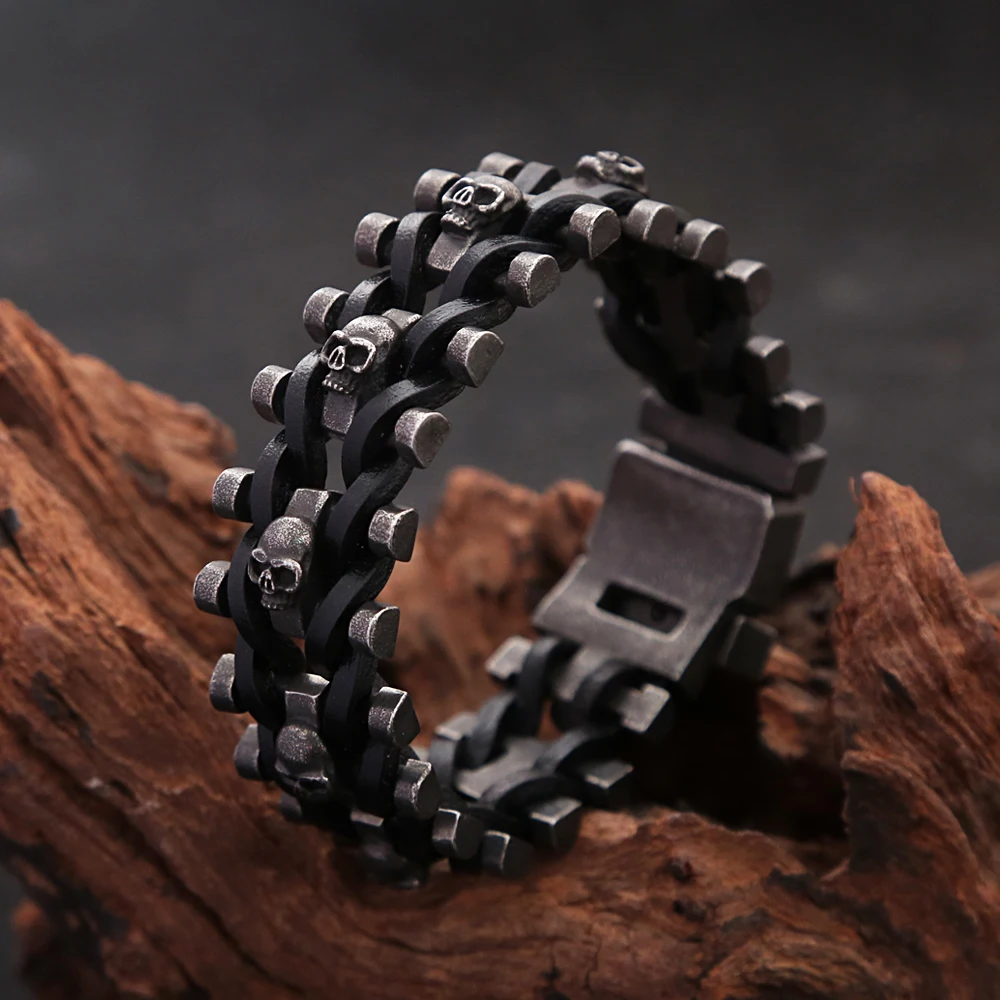 skull biker bracelet