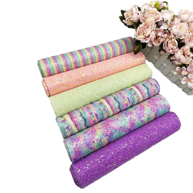 30*135cm New Glitter Leather Sheets Ribbon For Decoration DIY Handmade Bows