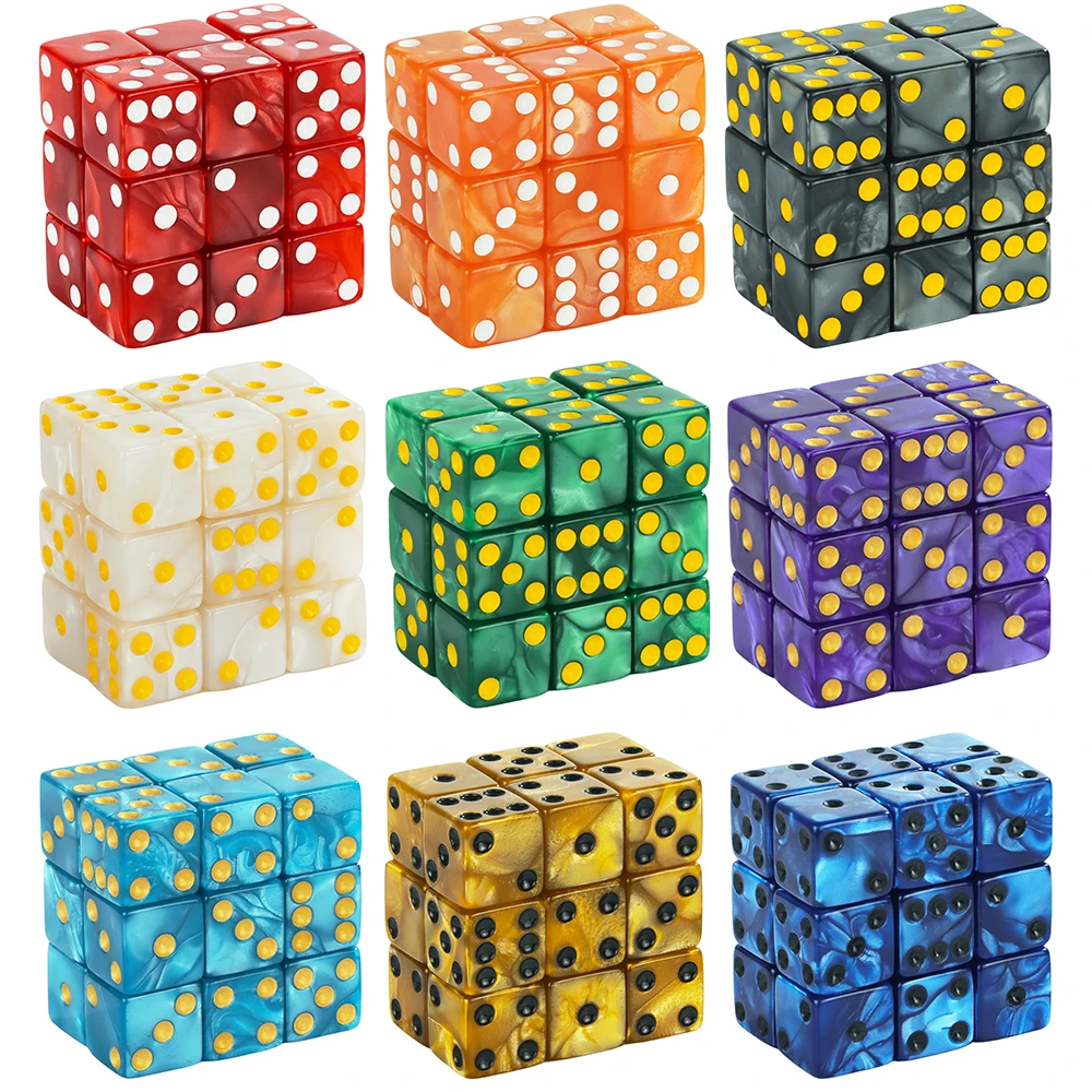 Game Dice 6-Sided 16mm Marble Acrylic D6 Set for DND RPG Table Board Game Teaching Math