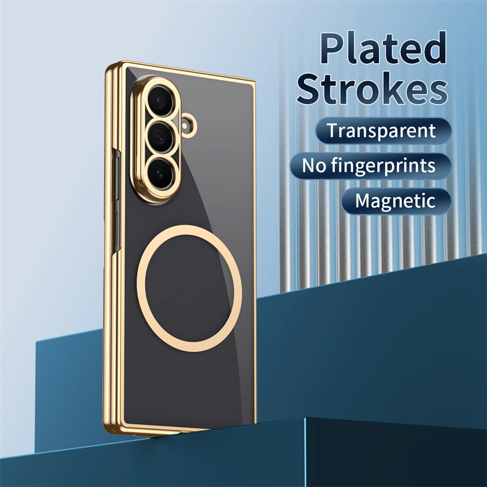 Magnetic Clear Phone Case with Wireless Charging for Transparent Folding Protection