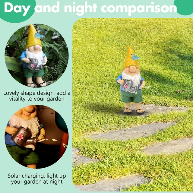 Kreatív Napenergia -Izzó Elf Szobor Dísz Gyanta Goblin Gnóm Szobrok Könnyű, Vízálló Kerti Dekorációval - Image 4
