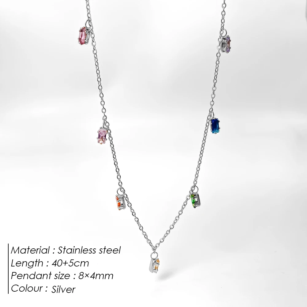 eManco Stainless Steel Popular Zirconia Tassel Chain Necklaces