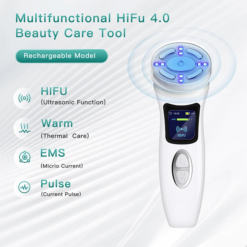 MINI HiFu 4.0 Rechargeable Ultrasound Thermal LED EMS Microcurrent Pulse Facail Lifting Skin Care Face Massage Beauty Device