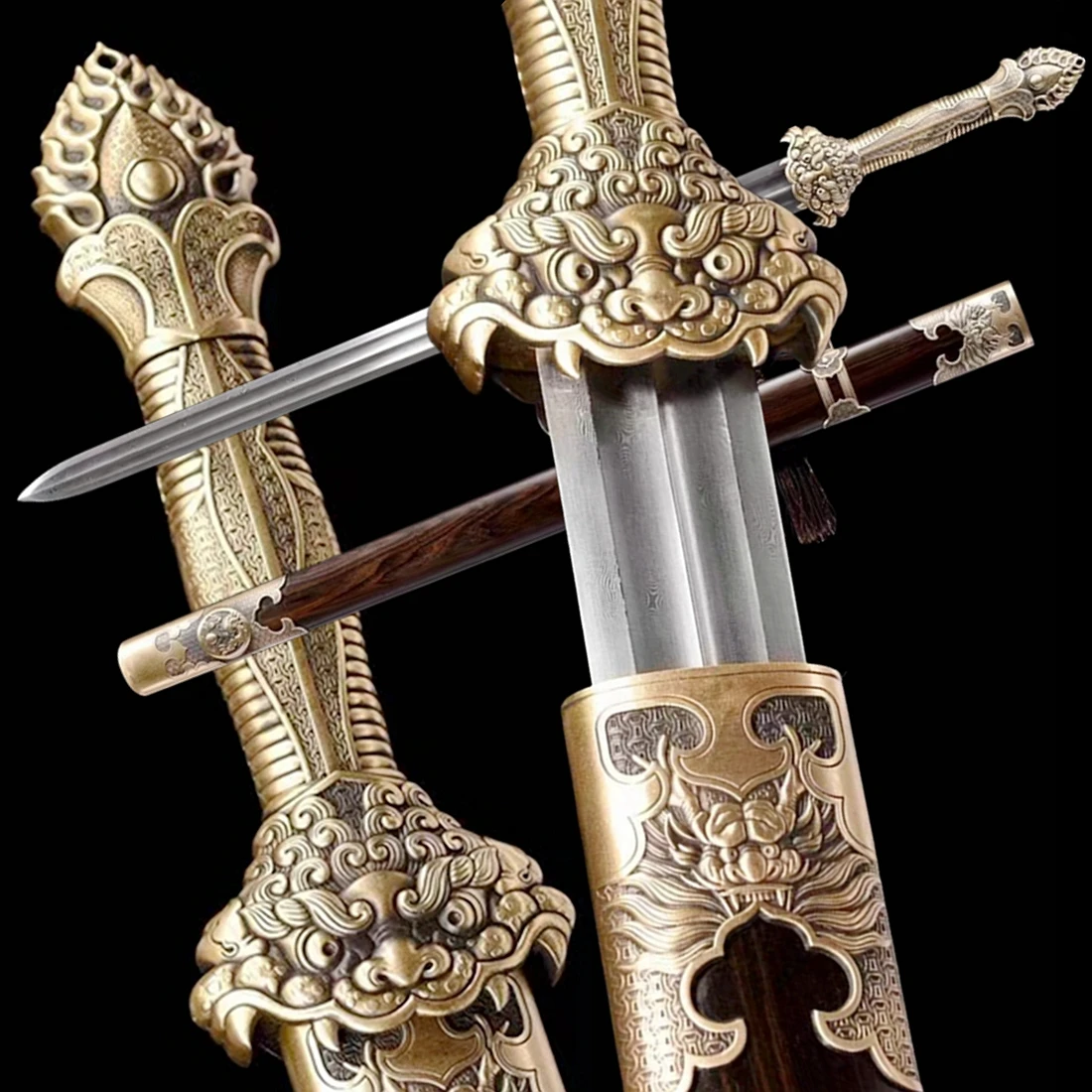 Real-Handmade-Forged-Chinese-Han-Dynasty-KungFu-Double-Edge-Sword ...