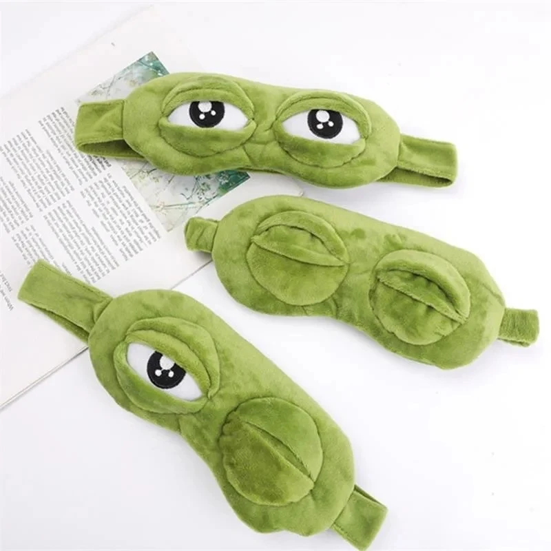 3D Sad Frog Sleep Mask Natural Sleeping Eyeshade Cover Shade Eye Patch Women Men Soft Portable Blindfold Travel Eyepatch 4
