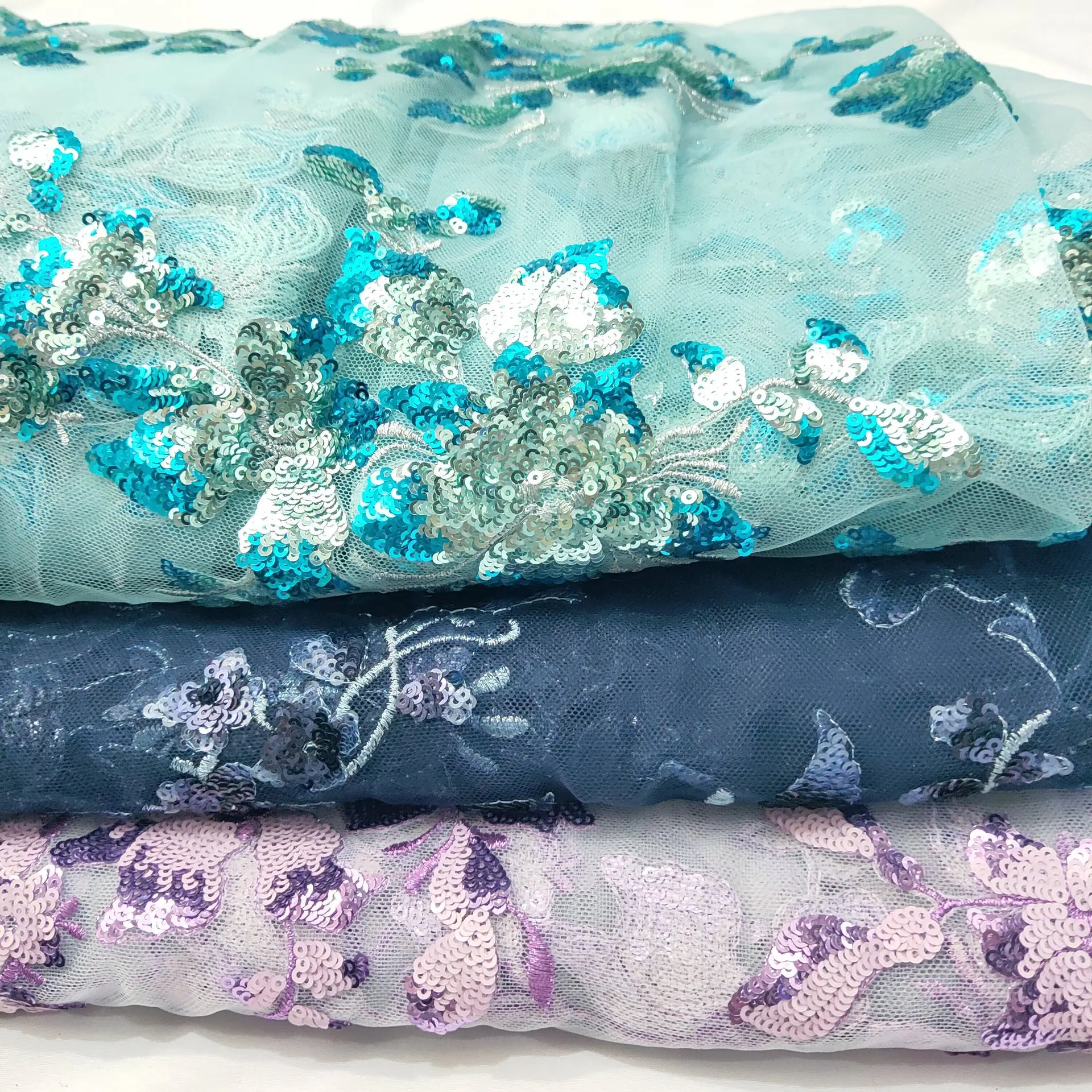 10 Pieces Appliqued Lace Patch Apparel Material Decoration Mother Evening Dress Fabric Luxury Sequin Tulle Accessories