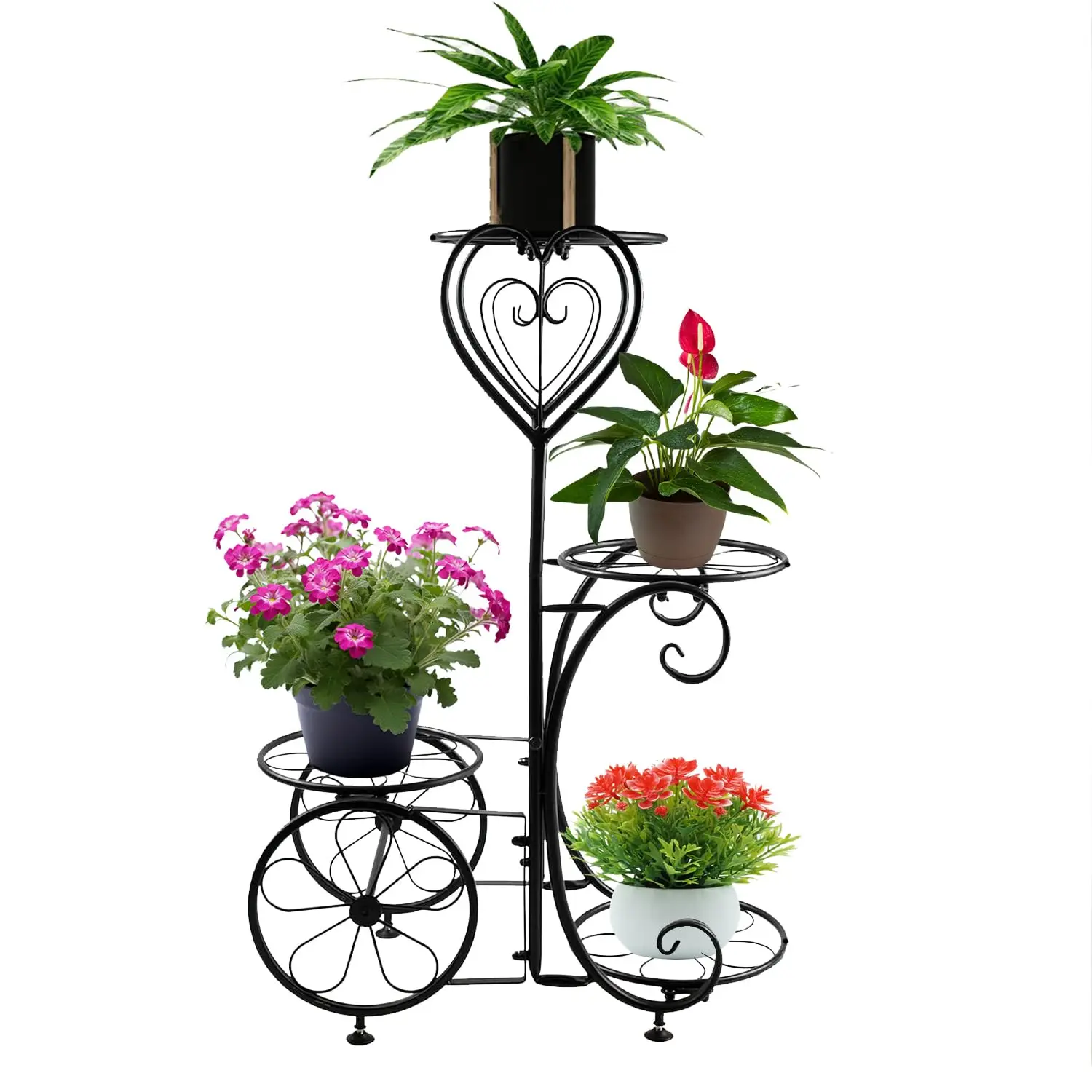 Metal Plant Stand Shelf Indoor Outdoor Plants Multiple 4 Tier Tall Corner Vertical Stands Tiered Flower Pot Holder Rack