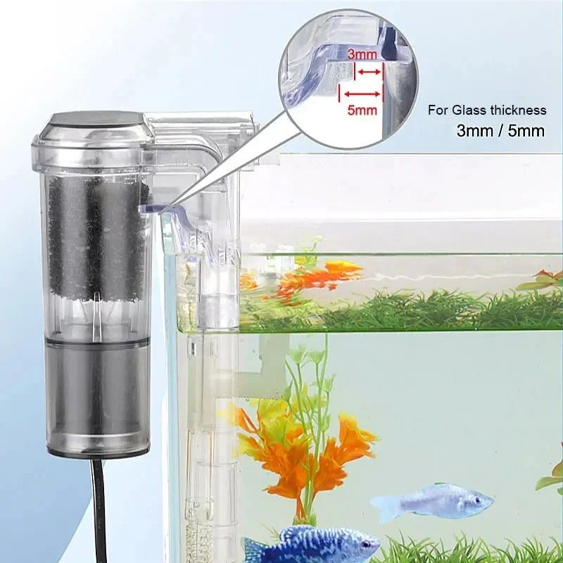 Aquarium Filter Hanging Filter Mini Filter Fish Tank USB power interface 2.5W Flow 250H/L Suitable for fish tanks below 30cm
