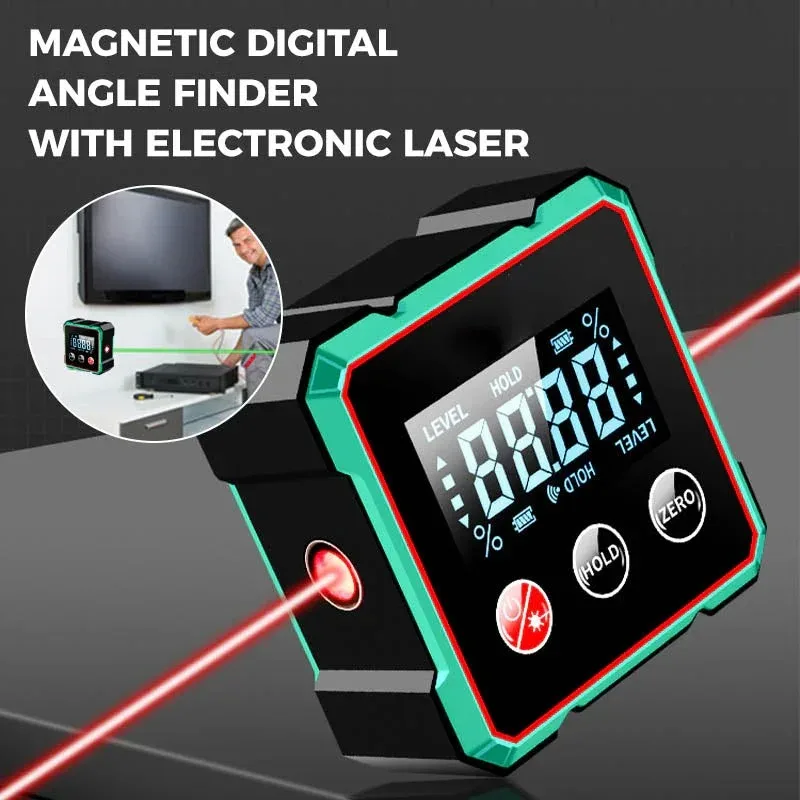 Magnetic Digital Angle Finder With Electronic Laser USB Rechargeable Protractor Level Angle Ruler Measurement Inclinometer