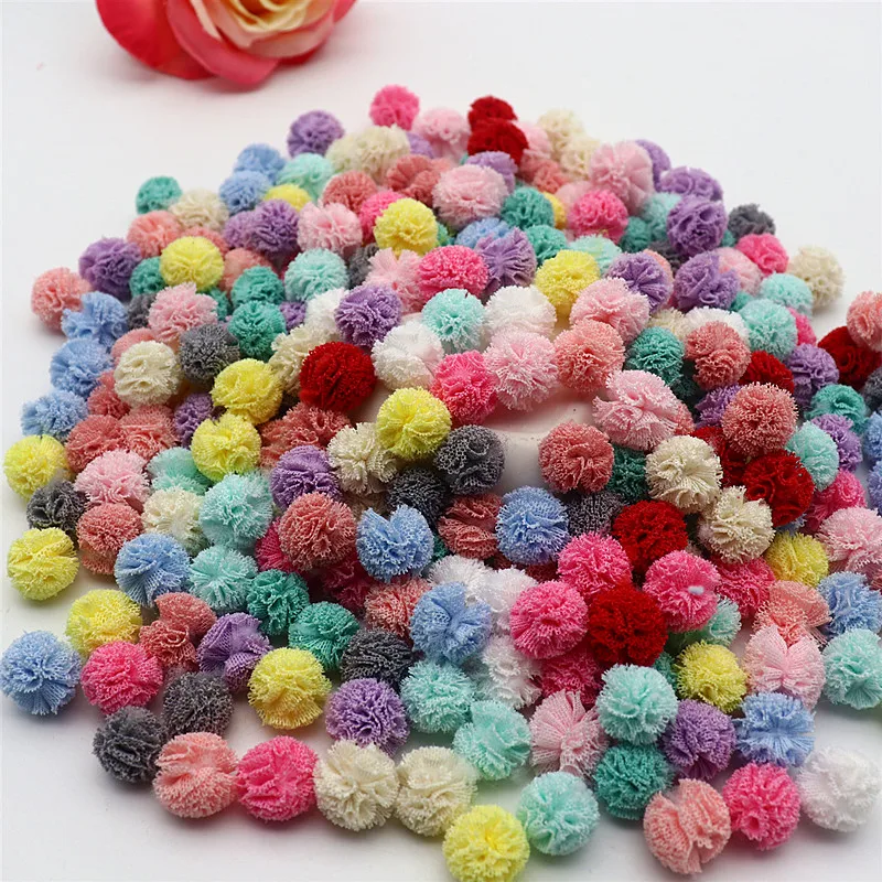 Color Mesh Lace Ball DIY Children Clothes Hat Craft Plush Mesh Pendant Hairpin Jewelry Making Accessories 80/160 Pieces 15mm jewelry making supplies craft supplies