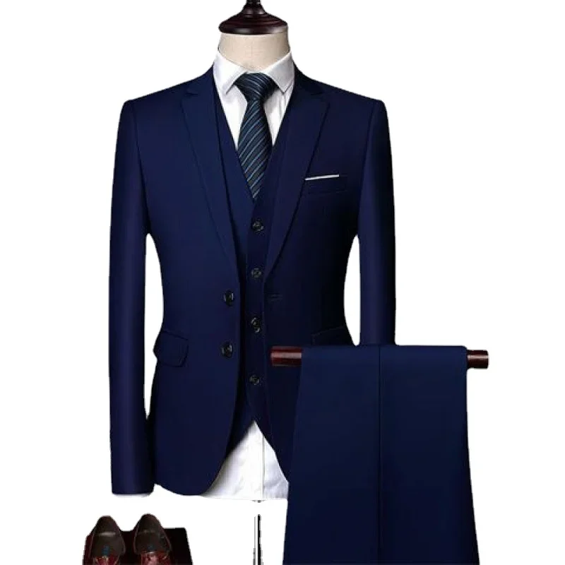 

Fashionable and High-quality Wedding Groom's Tuxedo Single Breasted Slim Fitting Business Banquet Men's Formal Suit