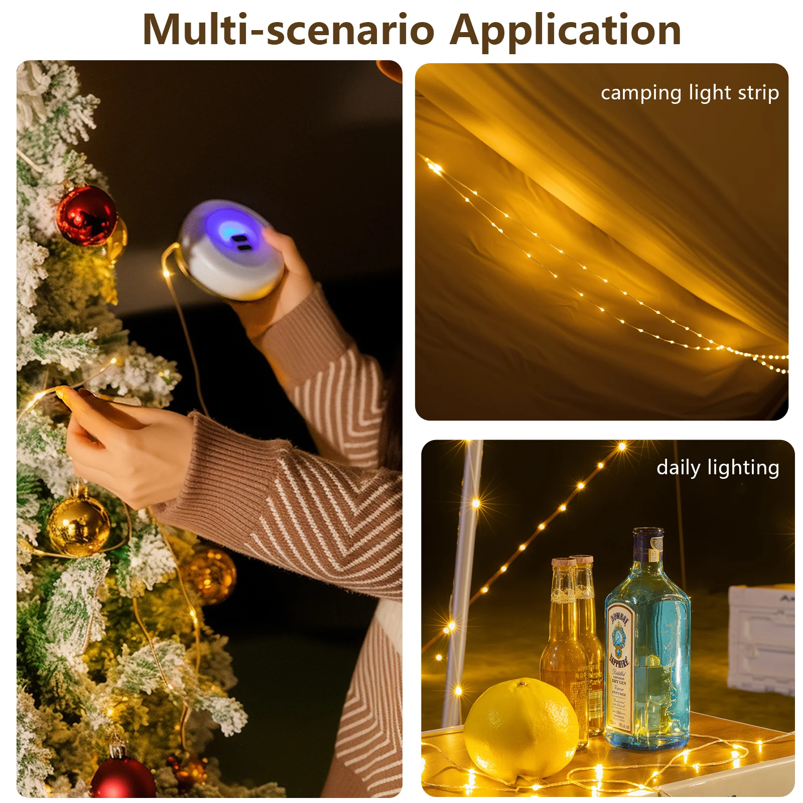 BESITO التخييم سلسلة ضوء USB شحن فانوس 1800mAh، IP...