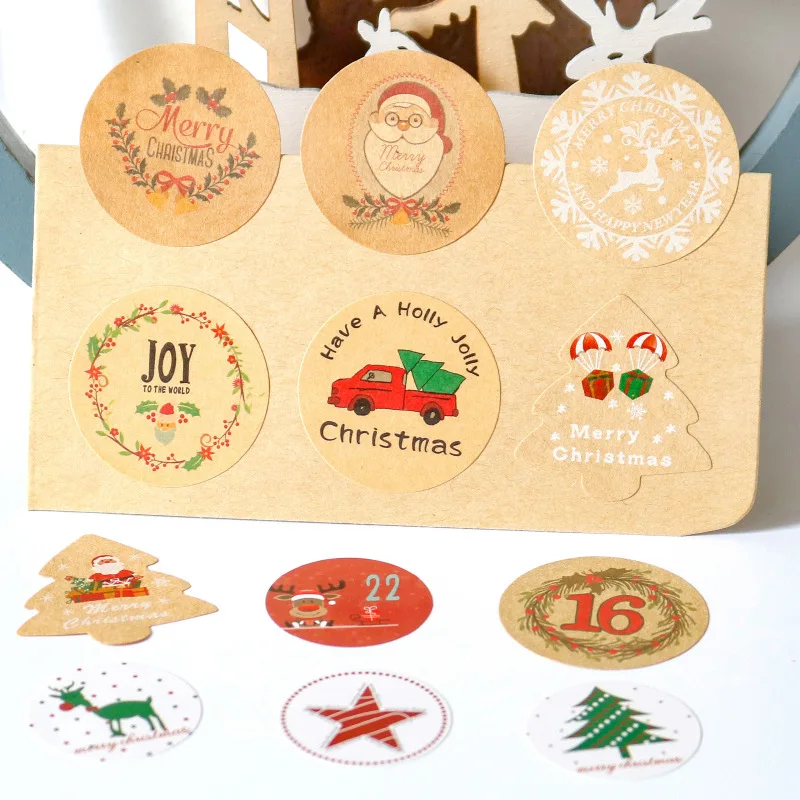 120pcs Christmas Decoration Stickers Snowflake Xmas Tree Stickers Gift Sealing Labels Merry Christmas Candy Cookie Bags Sticker