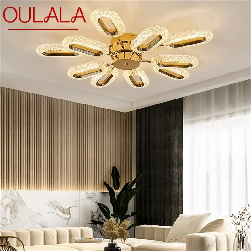 

OULALA Ceiling Light Nordic Creative Gold Rings Lamp Fixtures Home for Living Dinning Room Decoration