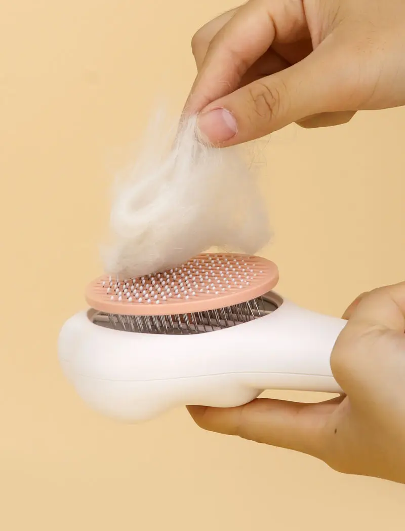 Cat Grooming Flea Comb With Release Button For Pet Hair Removal_voghion.com