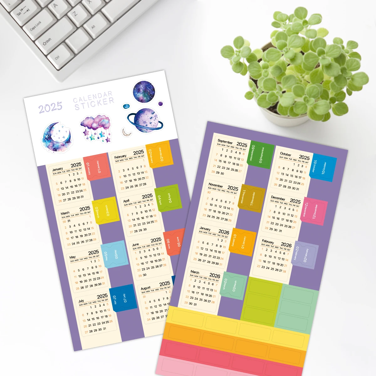 Calendar Stickers 2Sheets Monthly Index Tabs For Your Planner or Diary Decorative Planner Sticker For Notebook DIY Crafts
